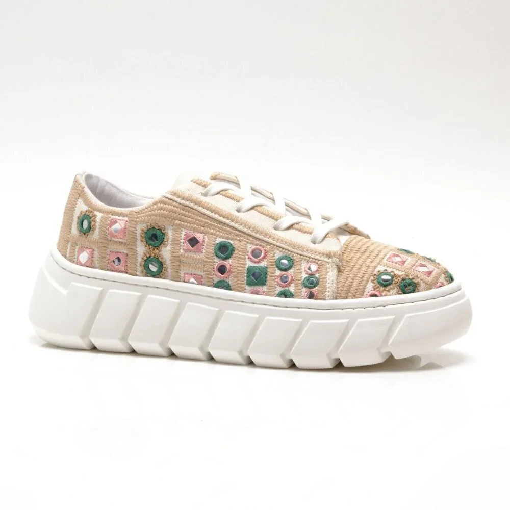FREE PEOPLE Catch Me If You Can Crochet Sneakers Shoes/ White Mirror Combo